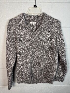 Madewell Women’s XXS Marled Gray & White V-Neck Sweater